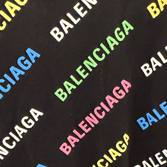 Balenciaga woman Black Tee with Colorful Logo Print - Picture 3 of 13